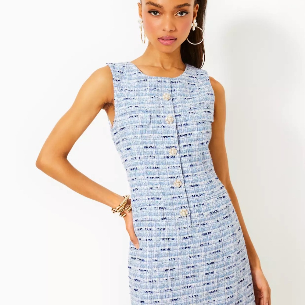 Lilly Pulitzer NWT Blue Tweed shift Sleeveless Romper size 4